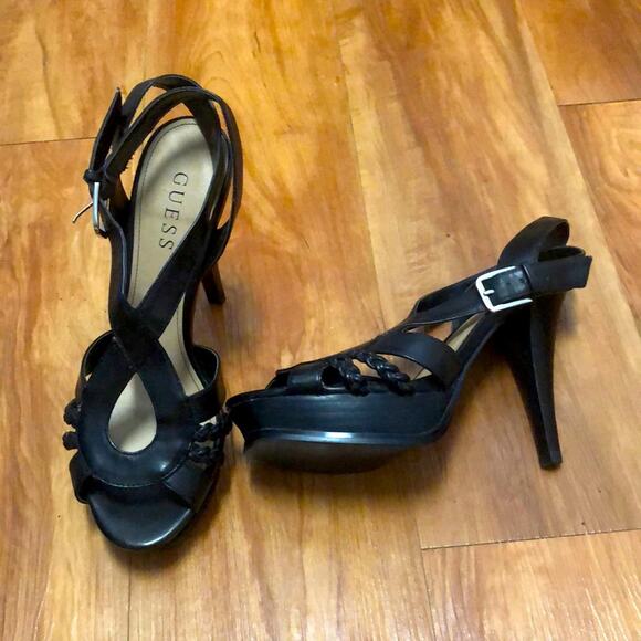Guess Black Faux Leather Heels Size 6.5 - Picture 1 of 14